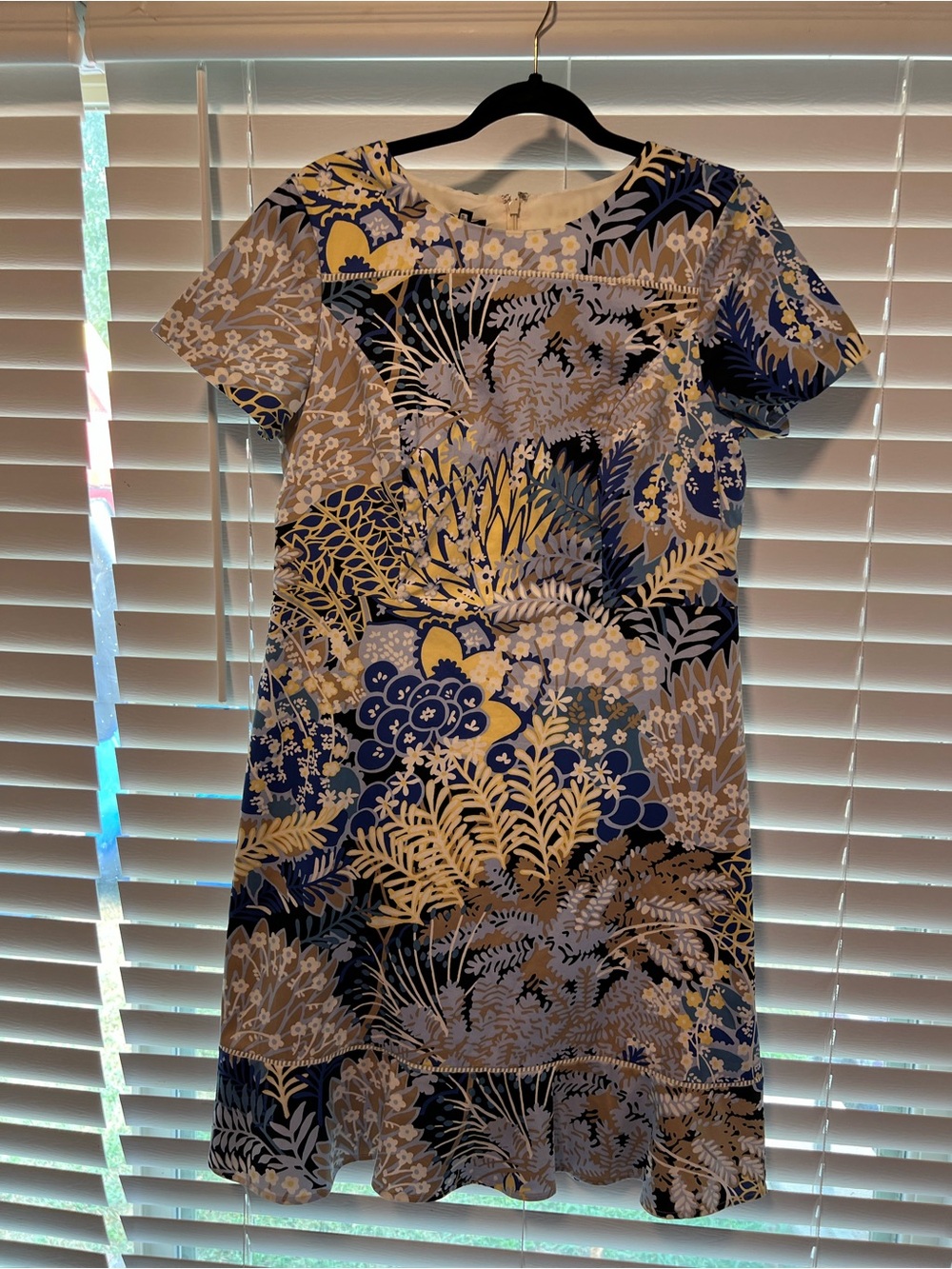 Talbots Blue and Cream Botanical Shift Dress